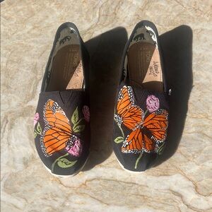 Hand painted TOMS with Monarch Butterfly design